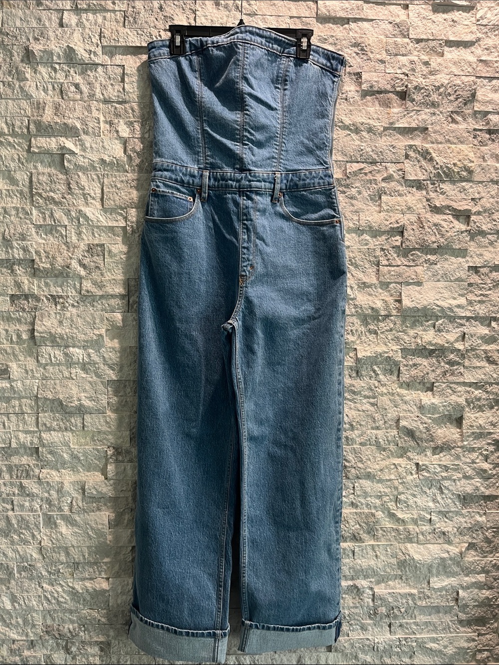 Abercrombie & Fitch Strapless Denim Jumpsuit Sz-M - Picture 10 of 16